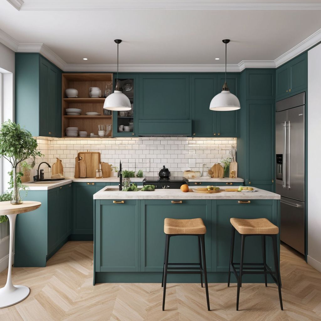 Teal and White Kitchen Colour Combinations